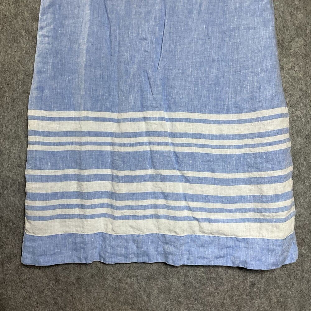 Talbots Dress Womens 14 Blue Striped Sleeveless Midi Linen Resort Classic Casual - Picture 3 of 12